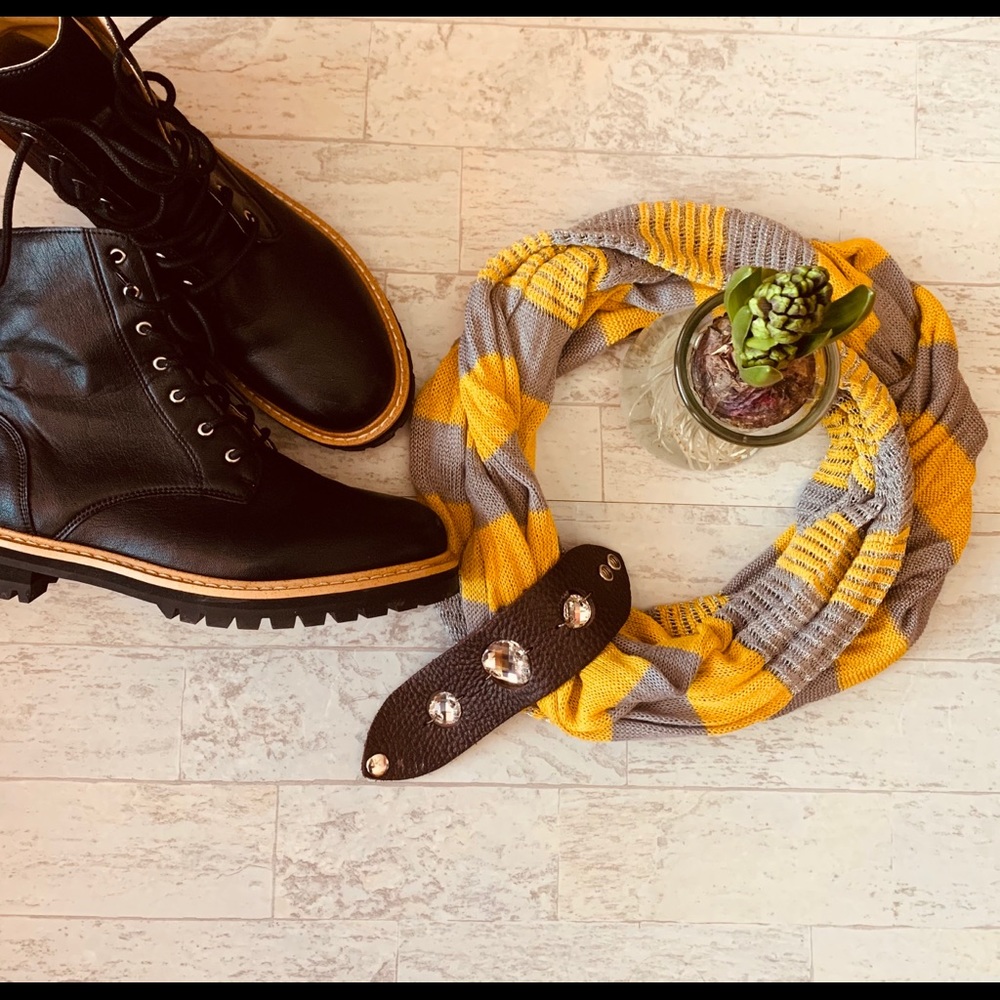 Grey & Yellow Infinity Scarf- Loft